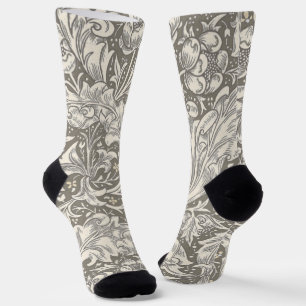William Morris Bachelor's Button antique damask Socks