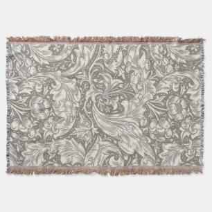 William Morris Bachelor's Button antique damask Throw Blanket