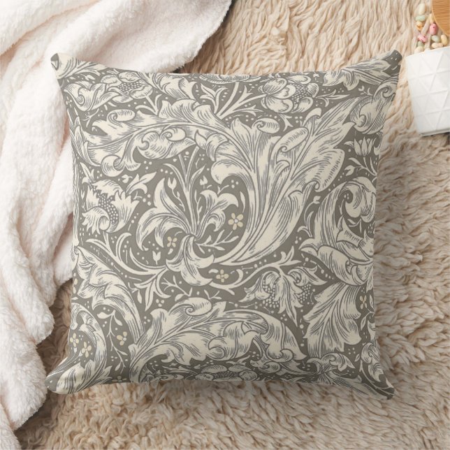 William Morris Bachelor's Button antique damask Throw Pillow (Blanket)