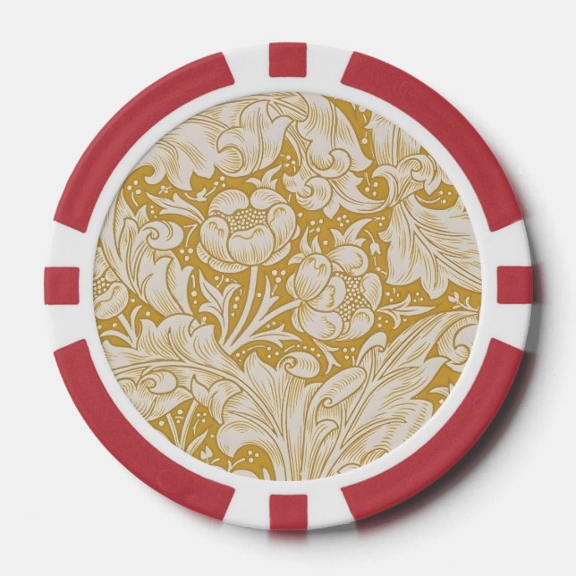William Morris Bachelor's Button Flower Classic Poker Chips (Front)