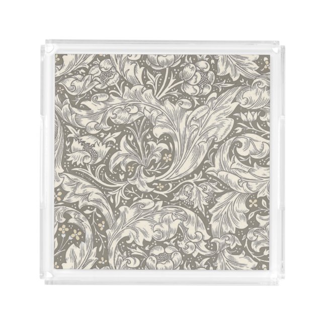 William Morris Bachelor's Button Flower Floral Bot Acrylic Tray (Front)