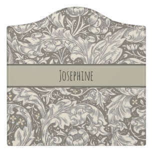 William Morris Bachelor's Button Flower Floral Bot Door Sign