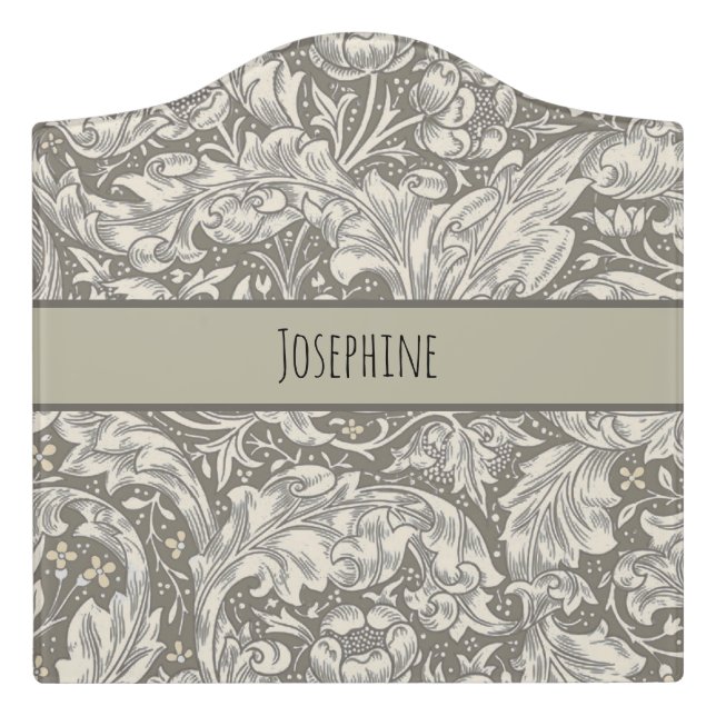 William Morris Bachelor's Button Flower Floral Bot Door Sign (Large Crest Front)