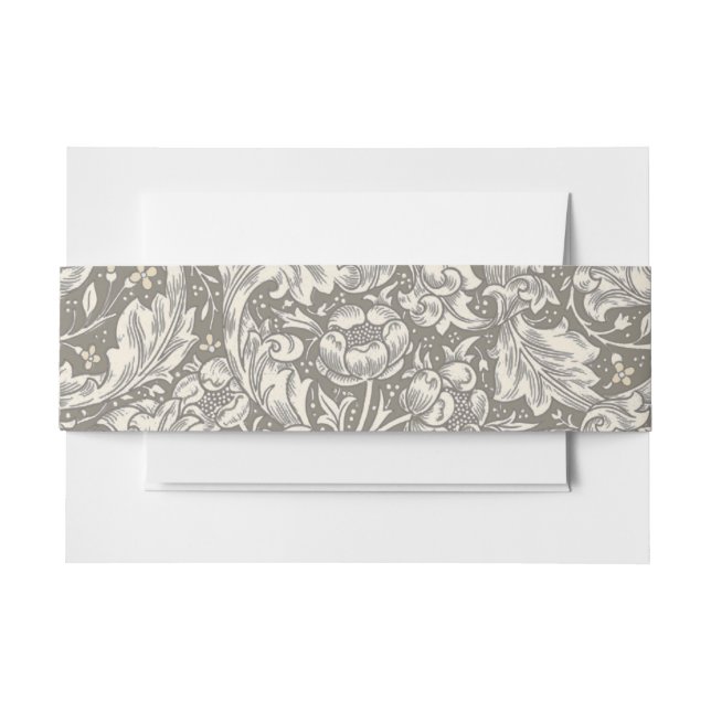 William Morris Bachelor's Button Flower Floral Bot Invitation Belly Band (Front Example)