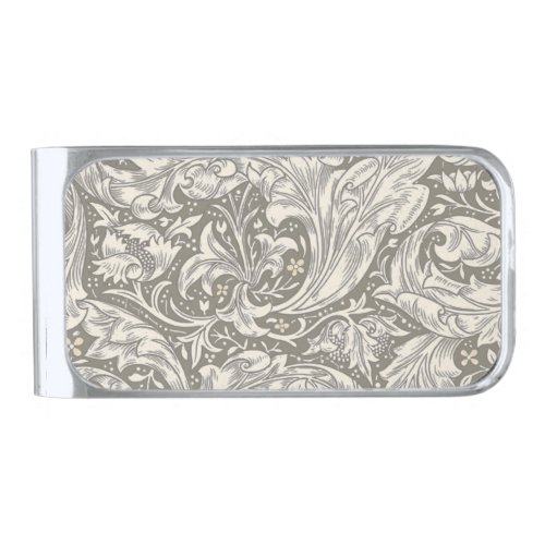 William Morris Bachelors Button Flower Floral Bot Silver Finish Money Clip