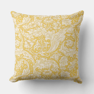 William Morris  Bachelors Button Golden Background Throw Pillow