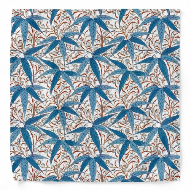 William Morris Bamboo Print, Denim Blue & White Bandana (Front)