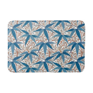 William Morris Bamboo Print, Denim Blue & White Bathroom Mat