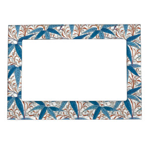 William Morris Bamboo Print, Denim Blue & White Magnetic Frame
