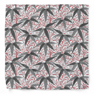 William Morris Bamboo Print, Gray and White Bandana