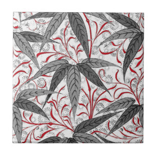 William Morris Bamboo Print, Gray and White Ceramic Tile