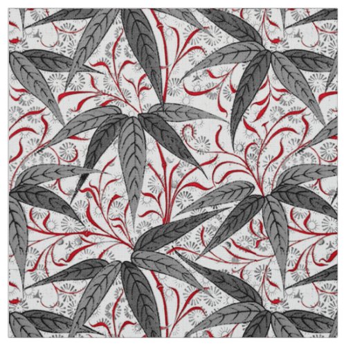 William Morris Bamboo Print Gray and White Fabric