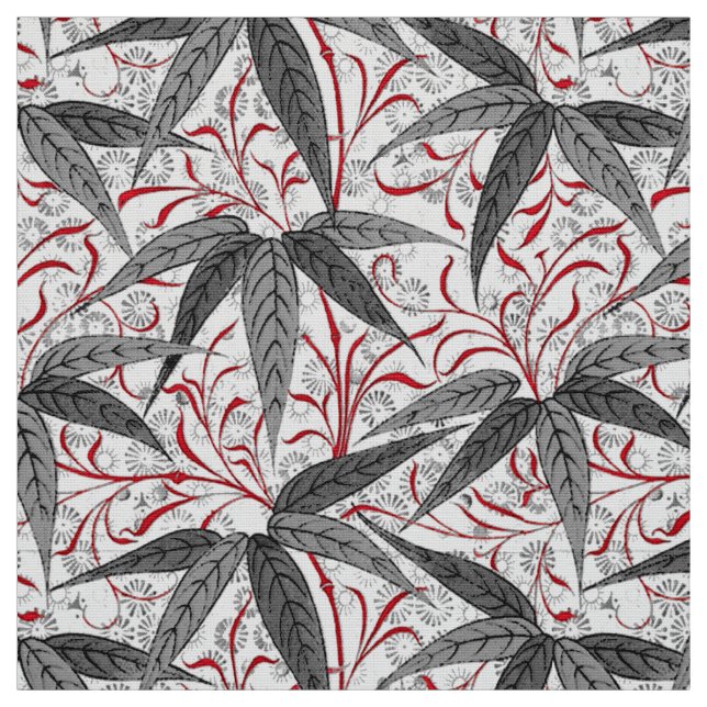 William Morris Bamboo Print, Gray and White Fabric (Swatch)