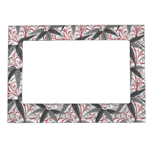 William Morris Bamboo Print, Gray and White Magnetic Picture Frame