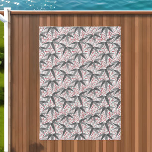 William Morris Bamboo Print, Gray and White Outdoor Rug