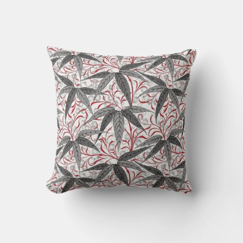 William Morris Bamboo Print Gray and White Throw Pillow