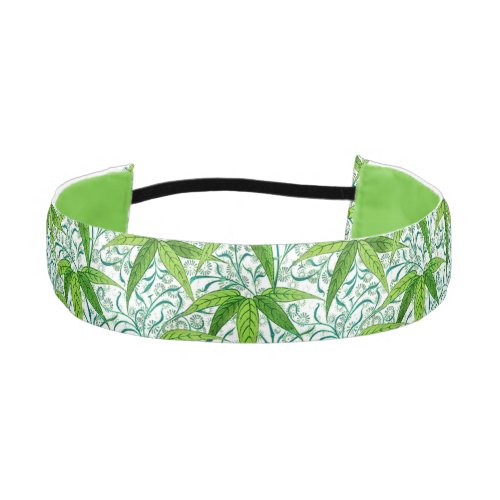 William Morris Bamboo Print Green and White Athletic Headband
