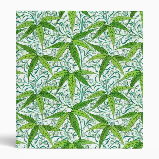 William Morris Bamboo Print, Green and White Binder (Front)