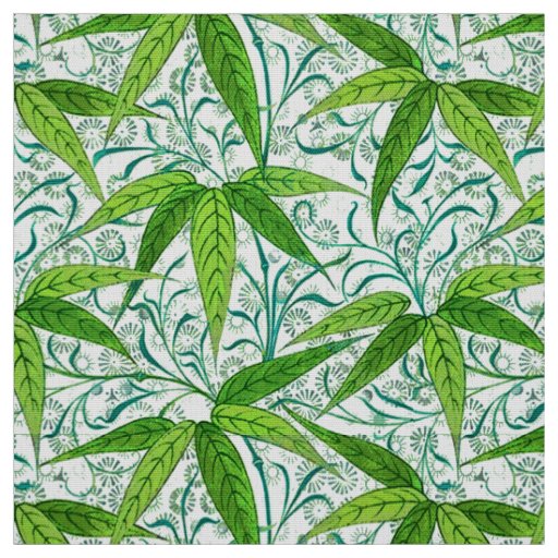 William Morris Bamboo Print, Green and White Fabric