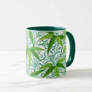 William Morris Bamboo Print, Green and White Mug