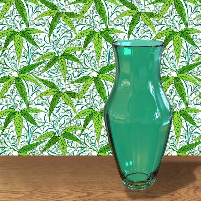 William Morris Bamboo Print, Green and White Wallpaper (Creator Uploaded)