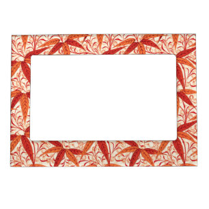William Morris Bamboo Print, Mandarin Orange Magnetic Picture Frame