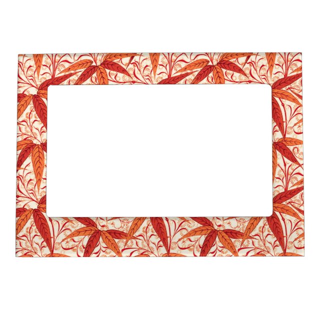 William Morris Bamboo Print, Mandarin Orange Magnetic Picture Frame (Front)