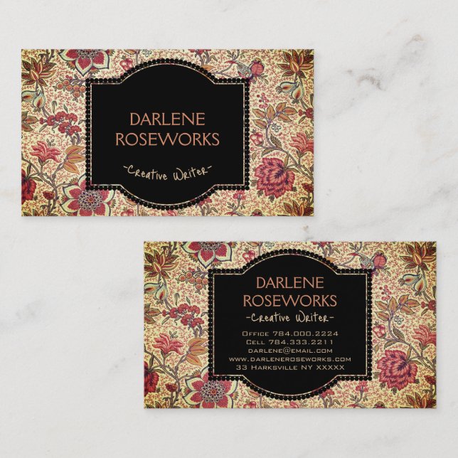 William Morris Beautiful Floral Design Business Card (Front/Back)