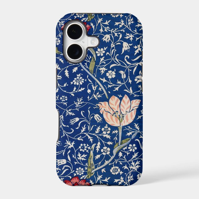 William Morris Beautiful Floral Pattern Blue  Iphone Case (Back)