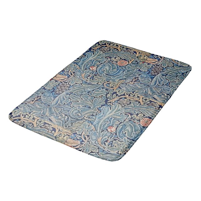 William Morris Beautiful Floral Pattern Blue Pink  Bath Mat (Angled)