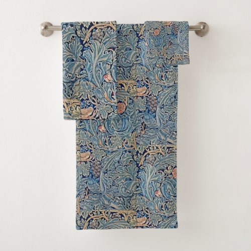 William Morris Beautiful Floral Pattern Blue Pink  Bath Towel Set