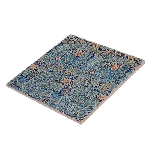 William Morris Beautiful Floral Pattern Blue Pink  Ceramic Tile