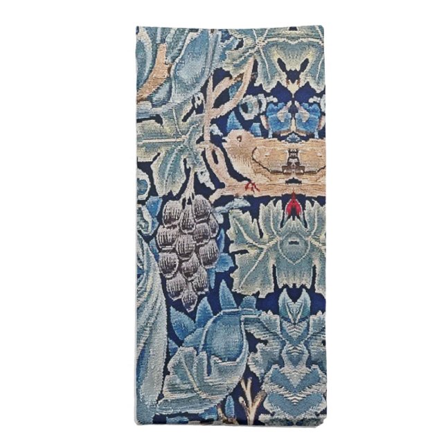 William Morris Beautiful Floral Pattern Blue Pink  Cloth Napkin (Folded)