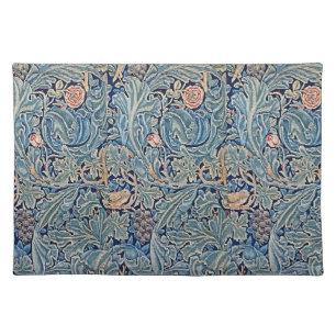 William Morris Beautiful Floral Pattern Blue Pink Cloth Placemat