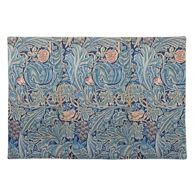 William Morris Beautiful Floral Pattern Blue Pink  Cloth Placemat (Front)
