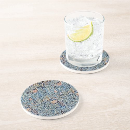 William Morris Beautiful Floral Pattern Blue Pink  Coaster