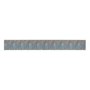 William Morris Beautiful Floral Pattern Blue Pink  Grosgrain Ribbon