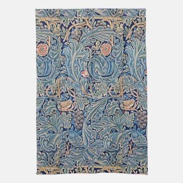 William Morris Beautiful Floral Pattern Blue Pink  Kitchen Towel (Vertical)