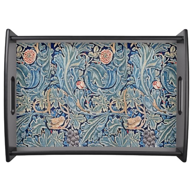 William Morris Beautiful Floral Pattern Blue Pink  Serving Tray (Front)