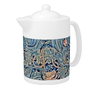 William Morris Beautiful Floral Pattern Blue Pink  Teapot