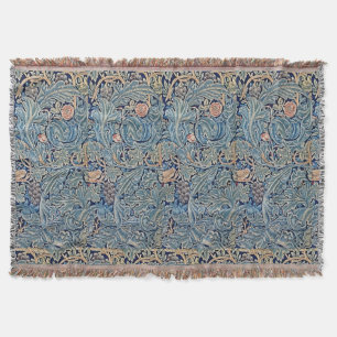 William Morris Beautiful Floral Pattern Blue Pink Throw Blanket