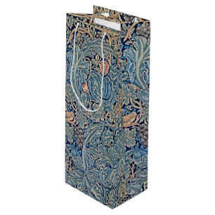 William Morris Beautiful Floral Pattern Blue Pink  Wine Gift Bag