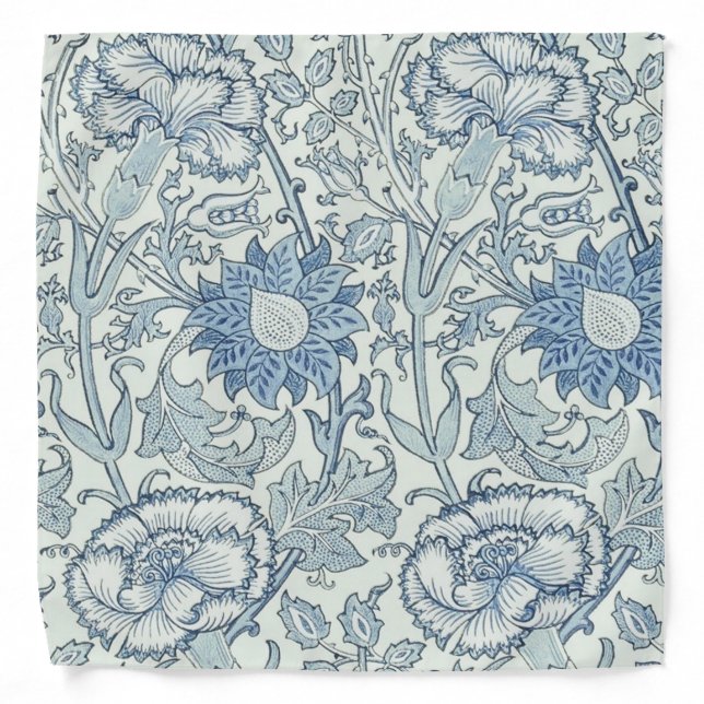 William Morris Beautiful floral pattern, blue,rose Bandana (Front)