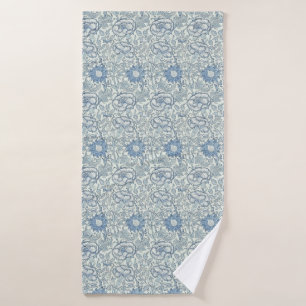 William Morris Beautiful floral pattern, blue,rose Bath Towel