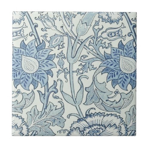 William Morris Beautiful floral pattern bluerose Ceramic Tile