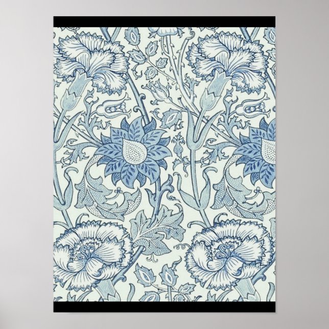 William Morris Beautiful floral pattern, blue,rose Poster (Front)
