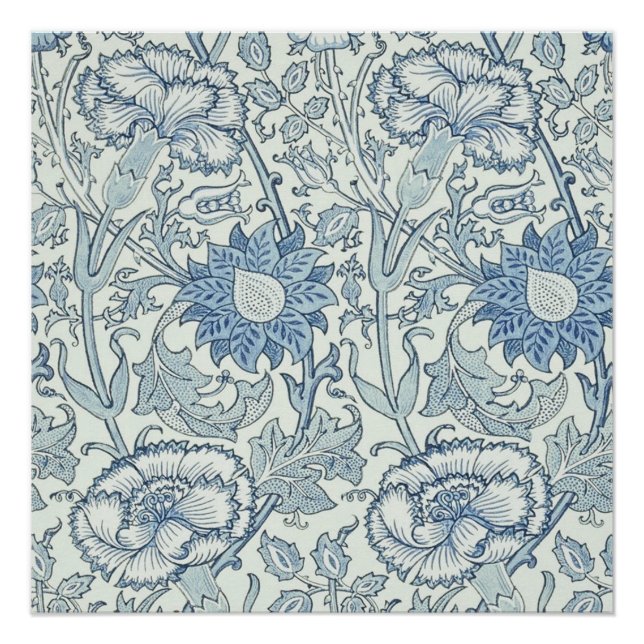 William Morris Beautiful floral pattern, blue,rose Poster (Front)
