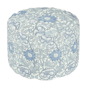 William Morris Beautiful floral pattern, blue,rose Pouf