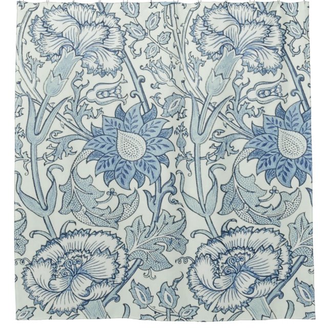 William Morris Beautiful floral pattern, blue,rose Shower Curtain (Front)