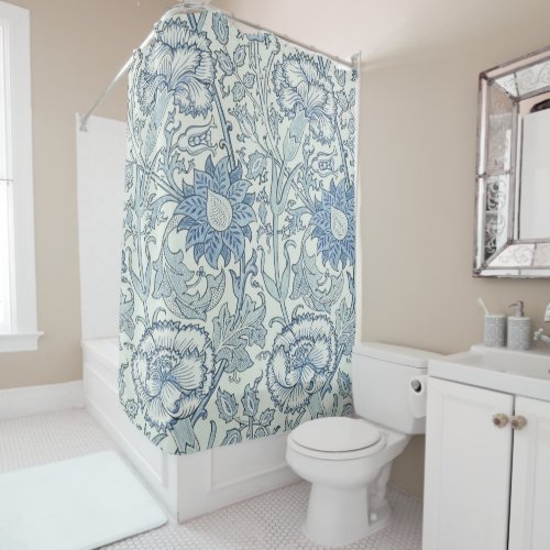 William Morris Beautiful floral pattern bluerose Shower Curtain